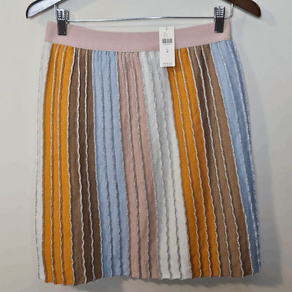 Anthropologie Eva Franco Vertical Stripe Pull on Knit Mini Skirt NWT Womens Shim